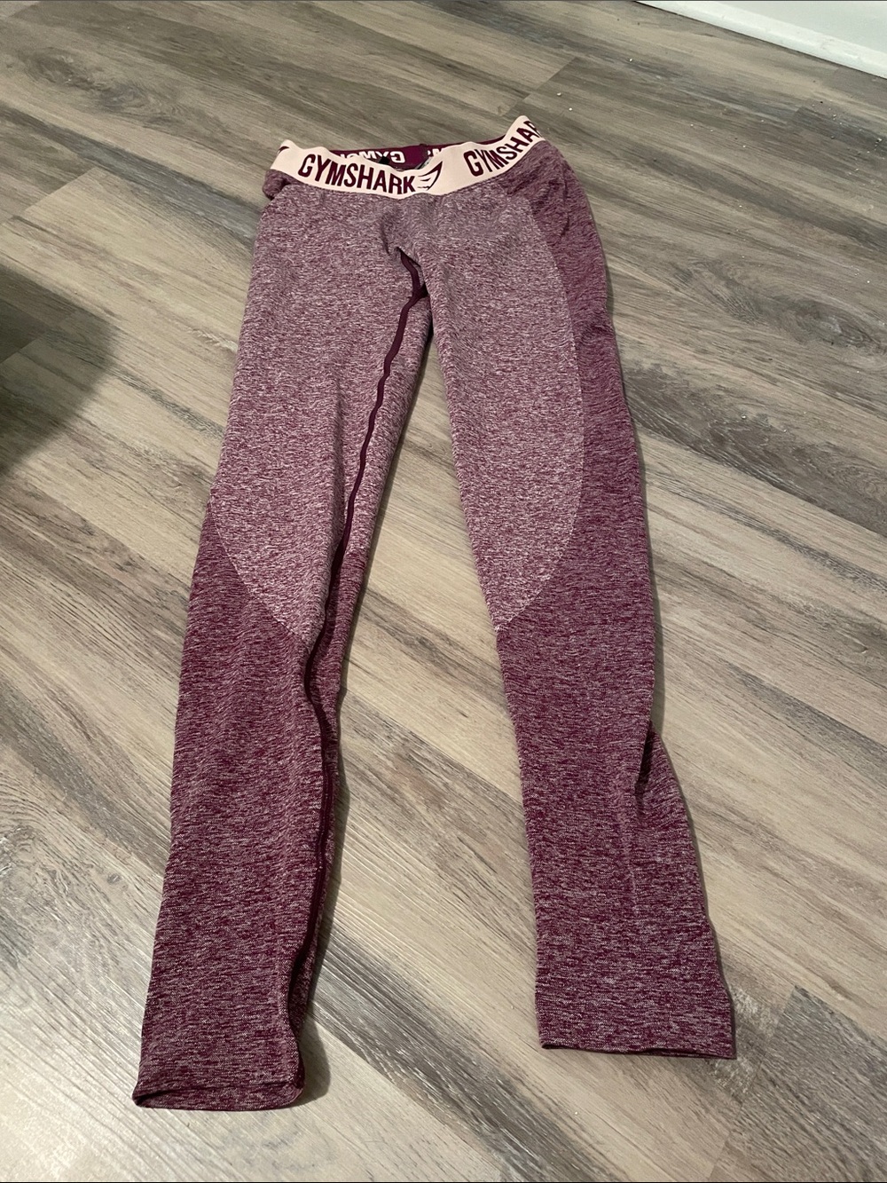 Gymshark Kids Maroon Seamless Leggings with Pink Waistband